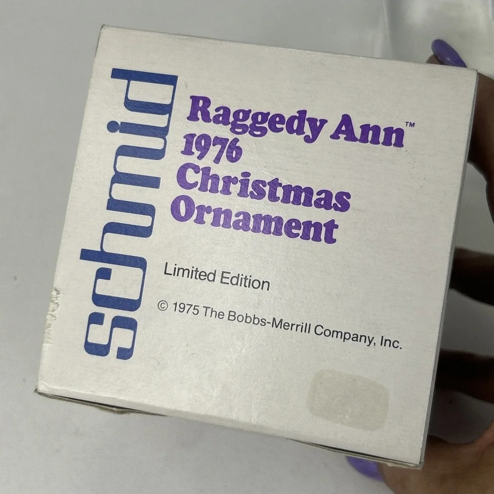 VTG 1976 Raggedy Ann Xmas Ornament Schmid Thread Limited Edition Original Box